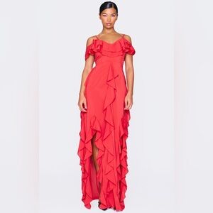 high above the clouds midi dress blue Ulla Johnson Nina Off-the-Shoulder Twill Gabardine Dress